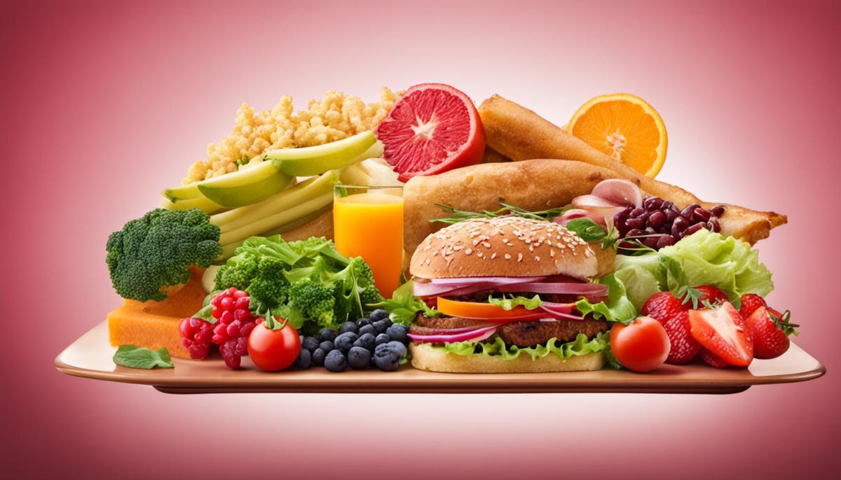 Image of a colorful and balanced plate of food with different food groups represented