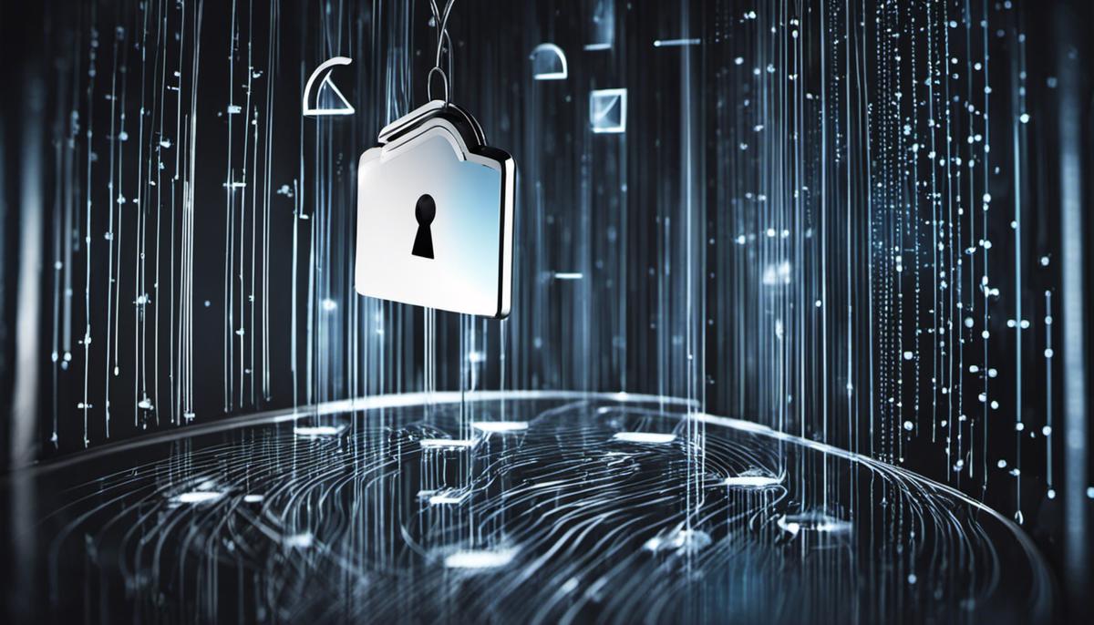 A visual representation of data security concept with dashes instead of spaces