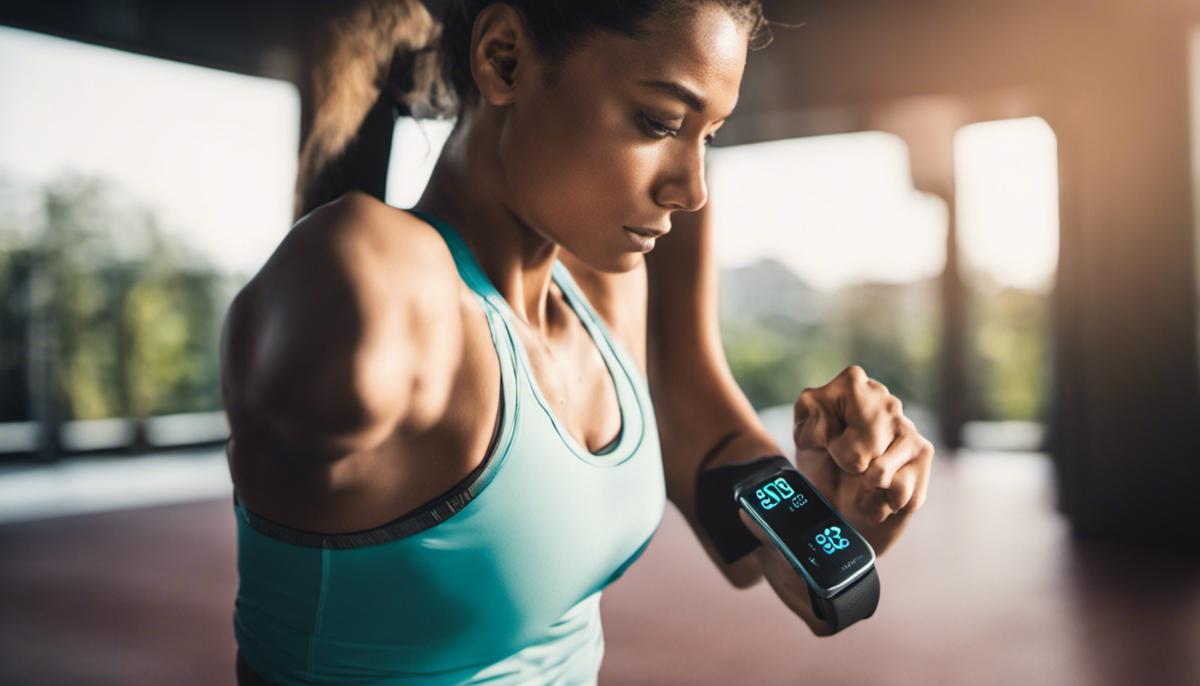A person using a fitness tracker while exercising