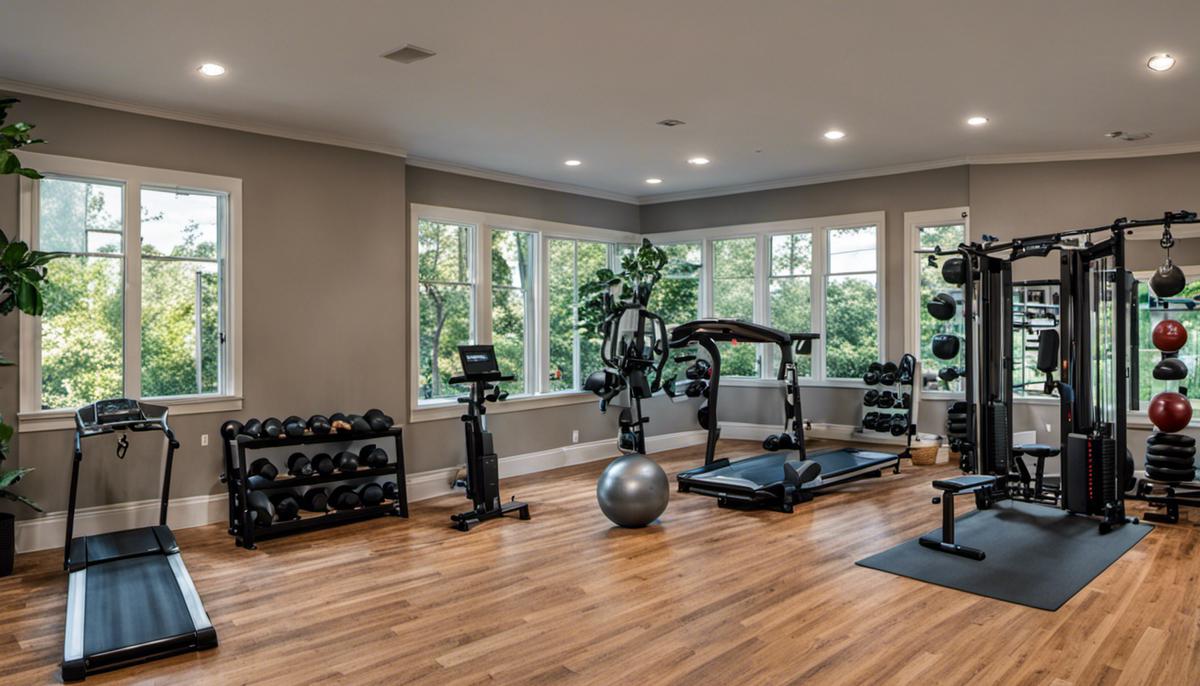 A image of various home gym equipment and accessories, highlighting the different ways to build an efficient home gym