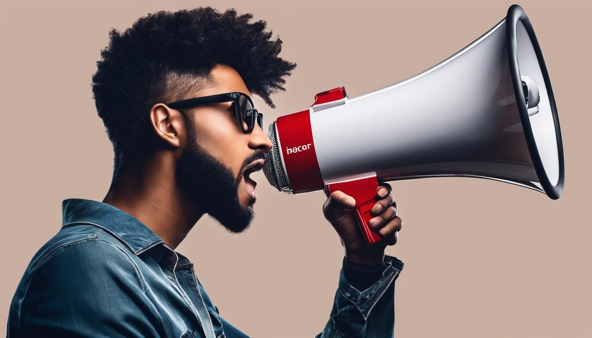 Image of a person speaking into a megaphone, symbolizing the power of an ideal influencer in brand promotion