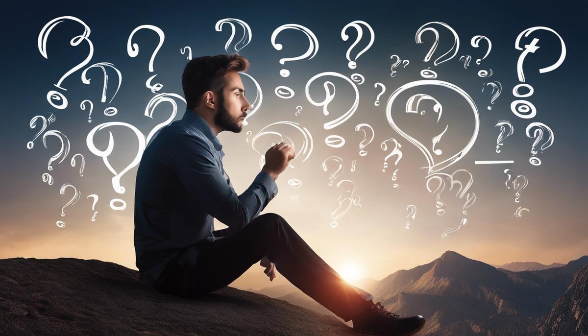 Image description: An image depicting a person thinking and surrounded by question marks, representing the potential risks and uncertainties associated with intermittent fasting.