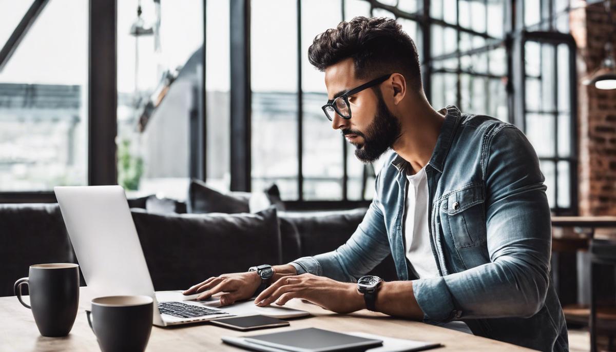 A man working on a laptop, representing digital marketing strategies