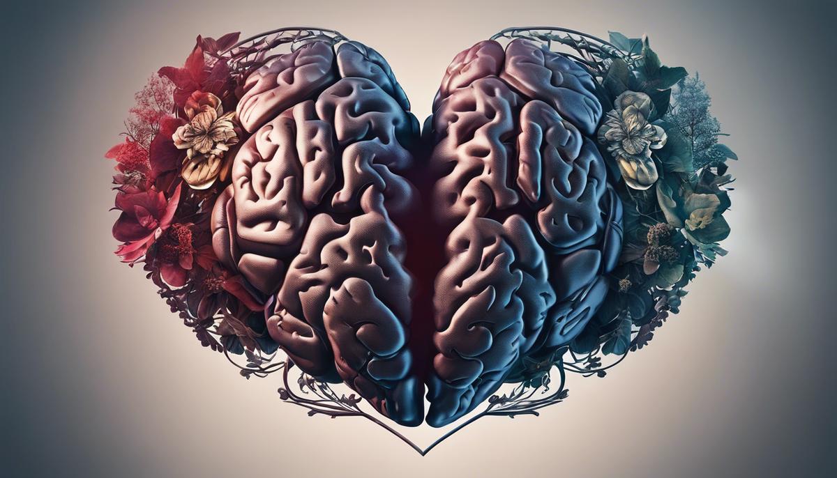 Image illustrating mental health awareness, showing hands holding a brain and a heart together