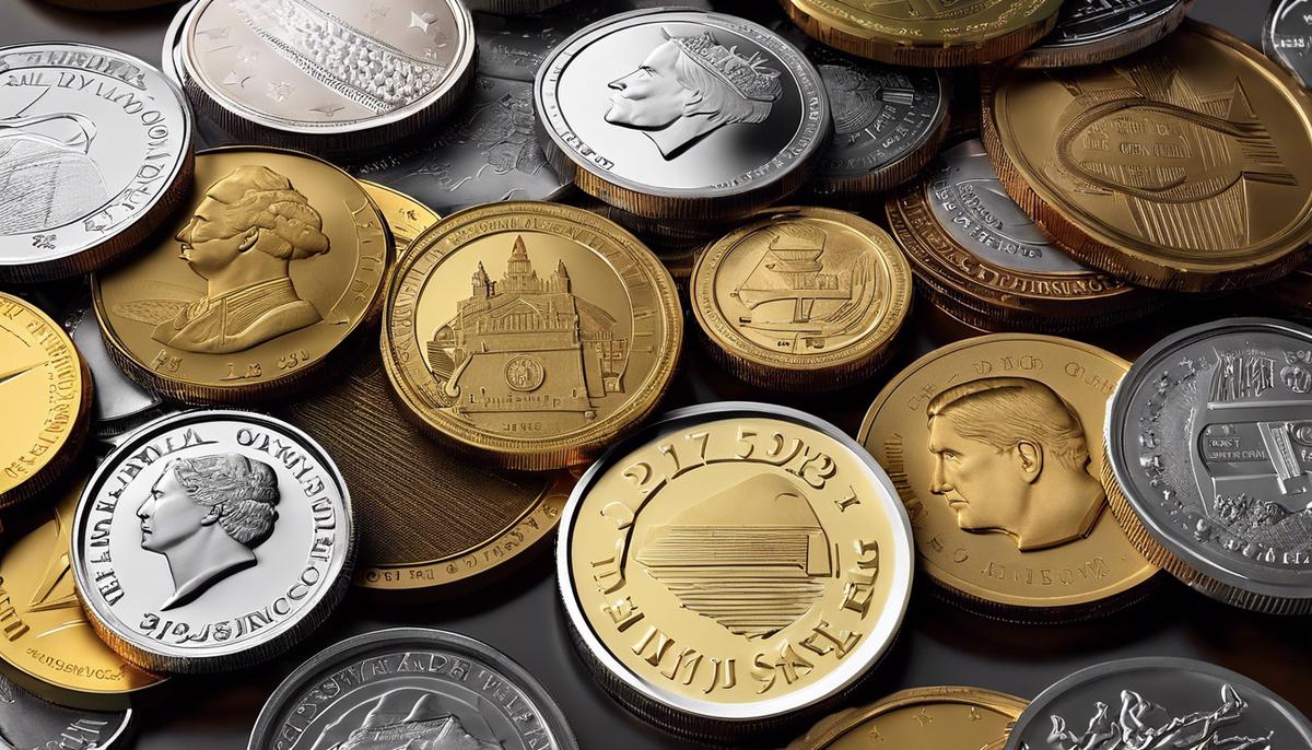 A diverse set of coins representing different financial choices and strategies