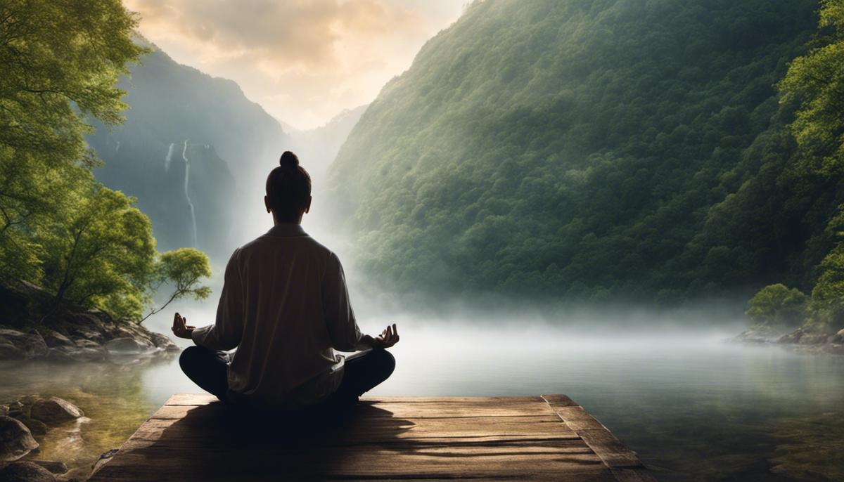 Image of a person meditating in a serene environment