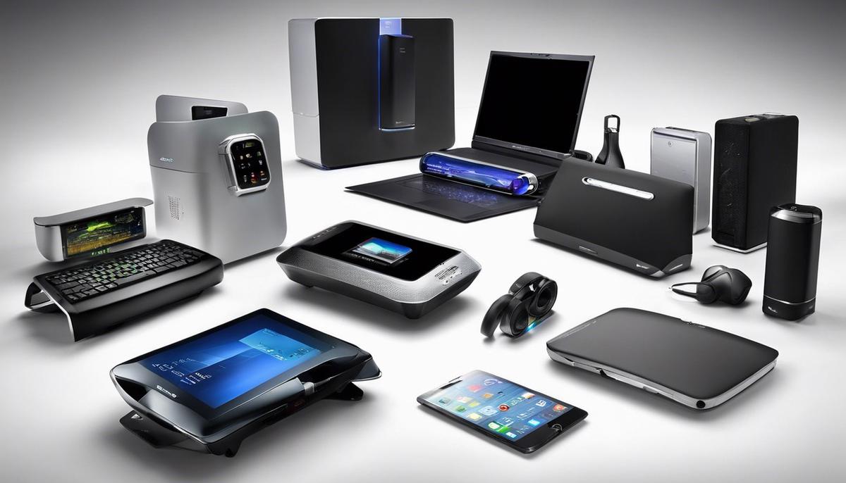 A group of various tech gadgets representing the revolutionizing trends and innovations in the tech gadget industry.