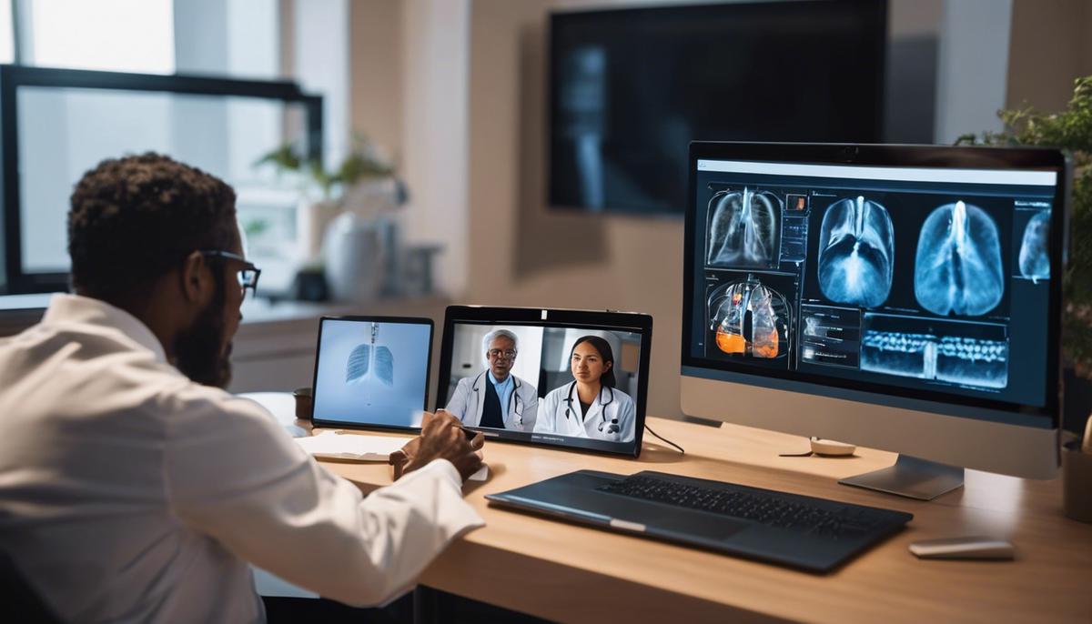 Image of a doctor and a patient engaging in a telehealth consultation