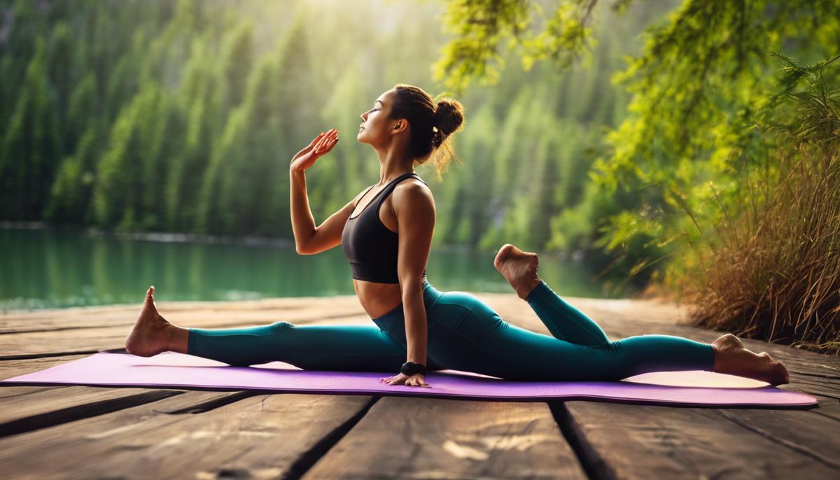 An image of a person practicing yoga in a serene natural setting